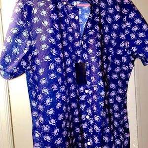 Mens Bonobos XL crab shirt slim fit short sleeved casual button down shirt